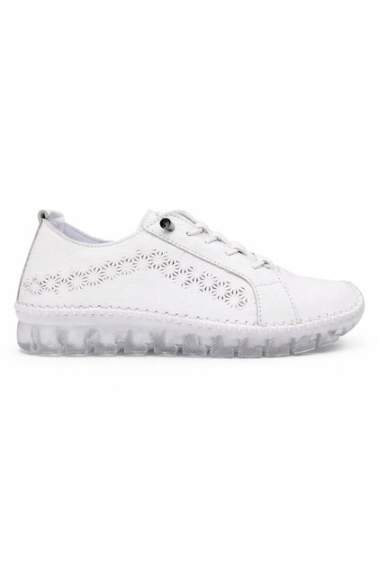 Women's White 100% Leather Casual Shoes with Smart Laces | Extra Comfort Sole Comfortable Stylish Sneaker