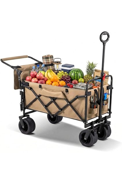 AUTO FAMILY Collapsible Folding Camping Wagon with Portable Locking System Tire