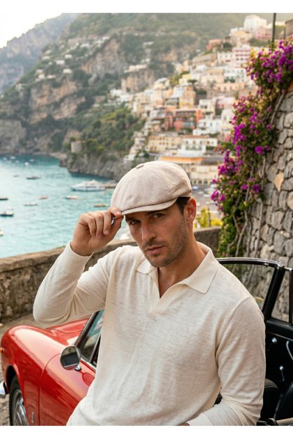 100% Linen 8-Piece Men's Cap Old Money Classic Hat - Handmade Summer Elastic Anti-Sweat Hat