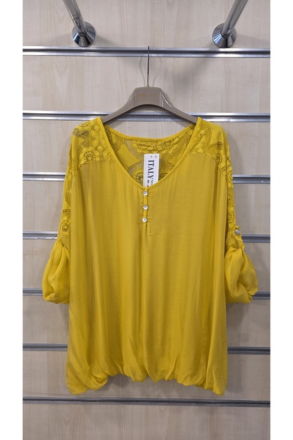 Silk Blouse with Lace Detail