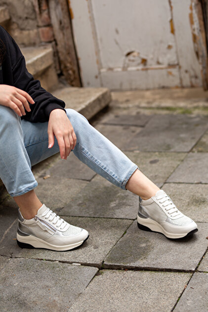 Mammamia 0270 EREN SHOES&BAG Hakiki Deri Fermuar Detaylı Bağcıklı