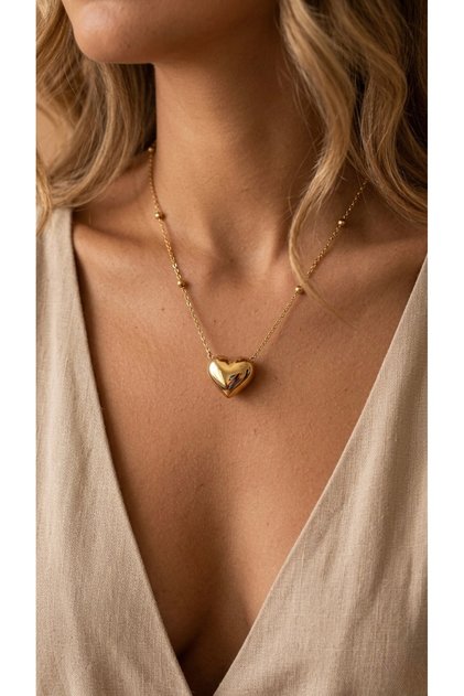 316L Steel Necklace, Anti-Tarnish, Anti-Allergic, Stainless with Heart Figure