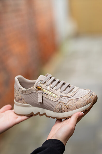 Mammamia 03970 Hakiki Deri Bağcıklı-Fermuarlı Kauçuk Kadın Sneaker