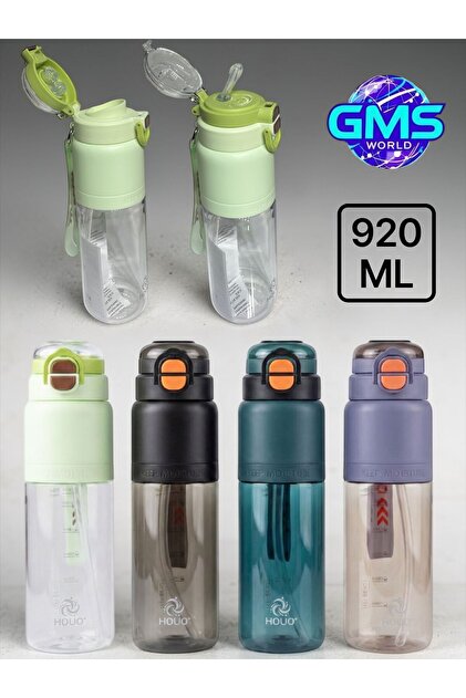 920 ml Sport Water Bottle with Double Lid - with Straw & Hand Strap