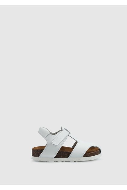 White Leather Boys' Flat Sandals