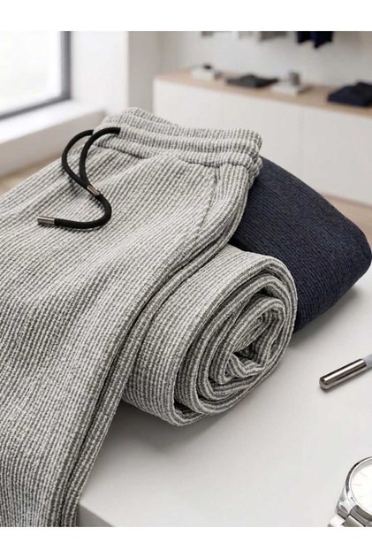 Men's Self-Striped Cotton Blend Jogger Pants Regular Fit