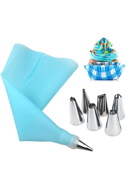 Pos pentru ornat prajituri, 7 capete, inox+plastic, multicolor