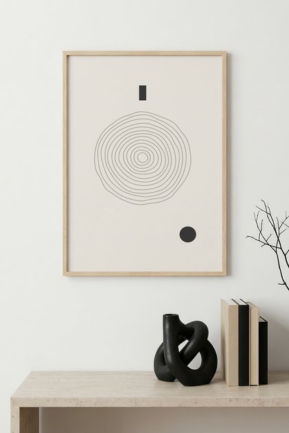 Natural Wood Framed Abstract Painting I Huhu1434 - Single Painting Natural Wood Frame