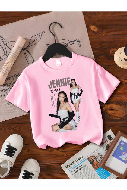 Jennie from Blackpink Printed 100% Cotton Regular Fit Children's and Youth T-Shirt