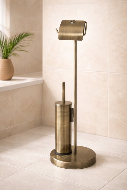 Chrome Footed Toilet Paper Holder and Wc Brush Set | Modern Stylish Bathroom Accessory