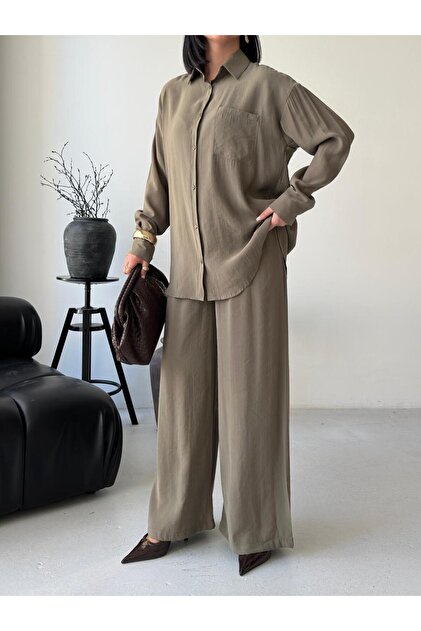 Casual Soft Textured Oversize Shirt and Pants Hijab Set