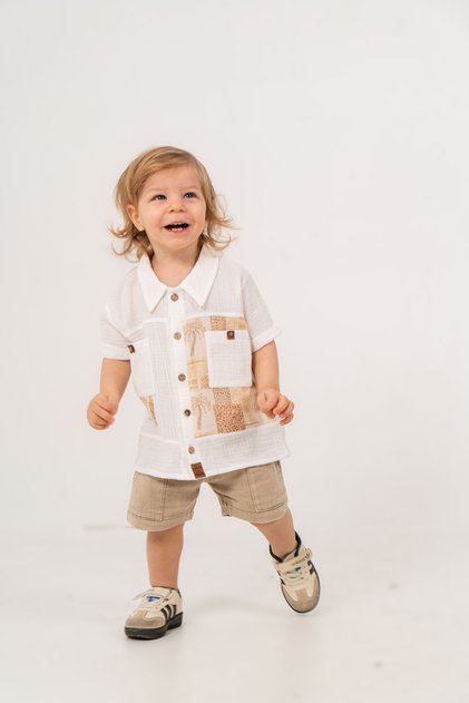 Baby Boy Summer Muslin Shirt and Shorts 2-Piece Set