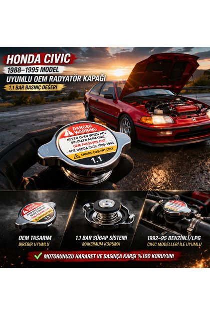 HONDA CİVİC 1988–1995 UYUMLU 1.1 BAR ORJİNAL RADYATÖR KAPAĞI
