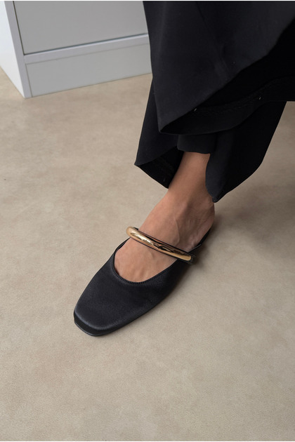 Papuci de damă SATIN NEGRU