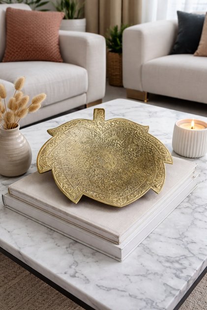 Pirinç İşlemeli Dekoratif Sunum Tabağı 20 cm
