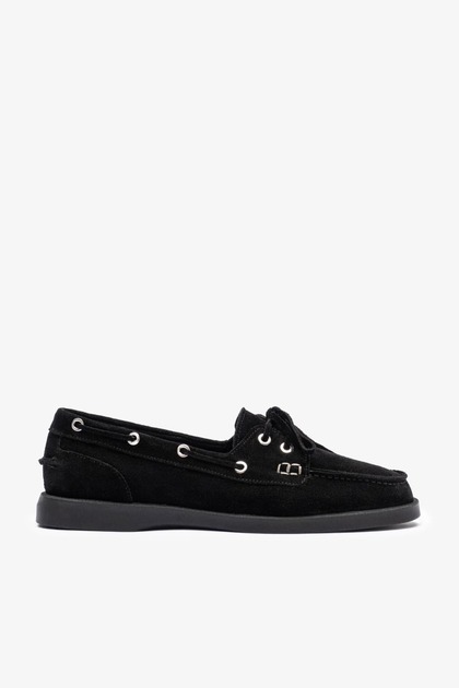 Loafer de damă Rana din piele de căprioară neagră