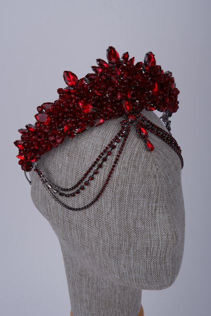 Crystal Frontlet Chain Crown Bridal Wedding Henna and Party Hair Accessory