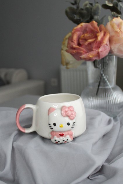 Kabartma Kedi Desenli El Yapımı Seramik Kupa – Fincan