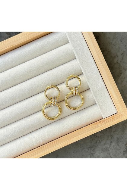 Accessories Xuping Round Stone Women's Gold Earrings