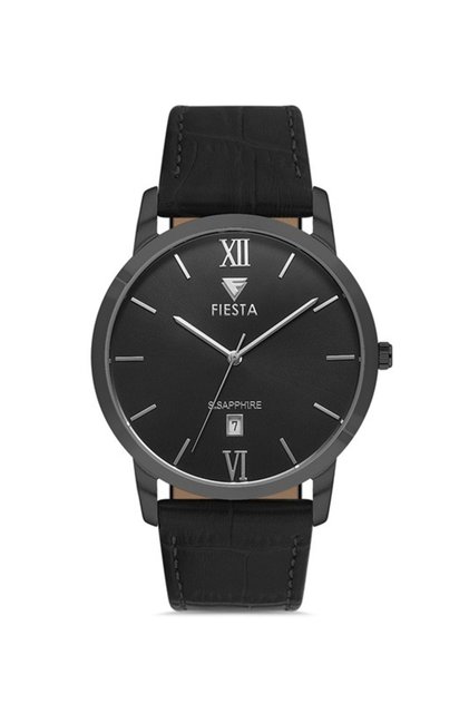 Black Leather Cord Men's Wristwatch L-F600792