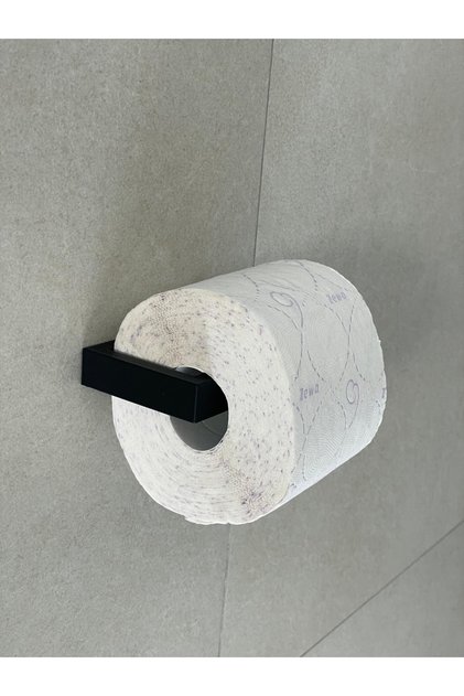2 komada modernog crnog držača za toalet papir - desni i levi set - 12 cm lepljiva plastična vješalica