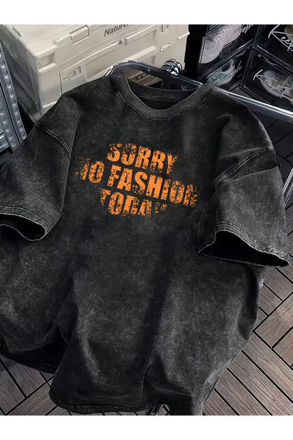 Street Style Retro Acid Wash Gray T-Shirt - Loose Fit Stonewashed Unisex Top