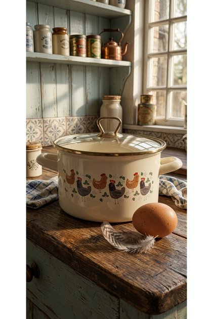 Emaye Evi̇m 18 cm 1750 ml Chicken Emaye Pot