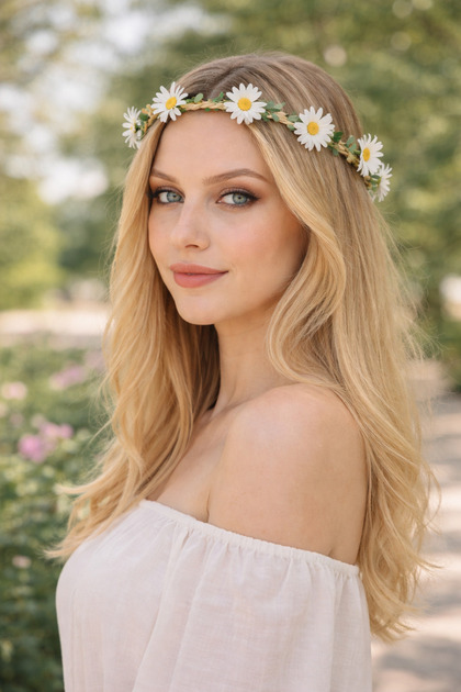 Daisy Flower Hair Hoop Accessory - Floral Hairpin Crown Outdoor Shooting Show