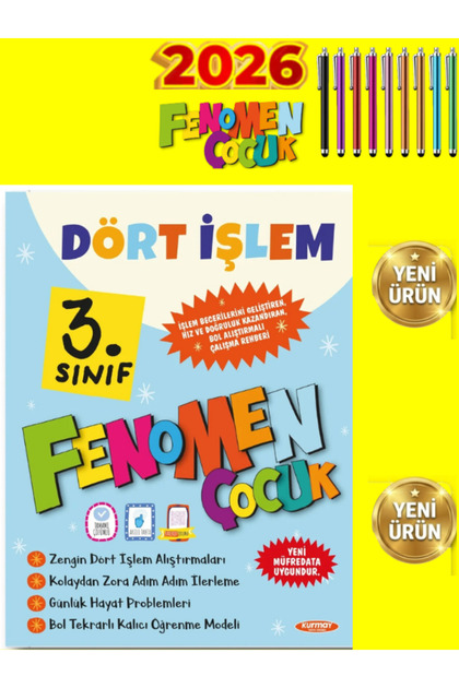 Fenomen Çocuk 3 2026 3.Sınıf DÖRT İŞLEM Kalıcı Öğrenme %100 Yeni Müfredat+Android Kalem