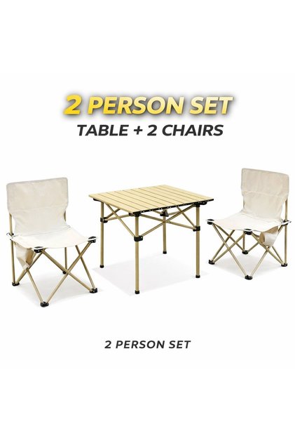 Camping Table and Chairs Set 2 Chairs 1 Table Folding Portable Outdoor Picnic Set