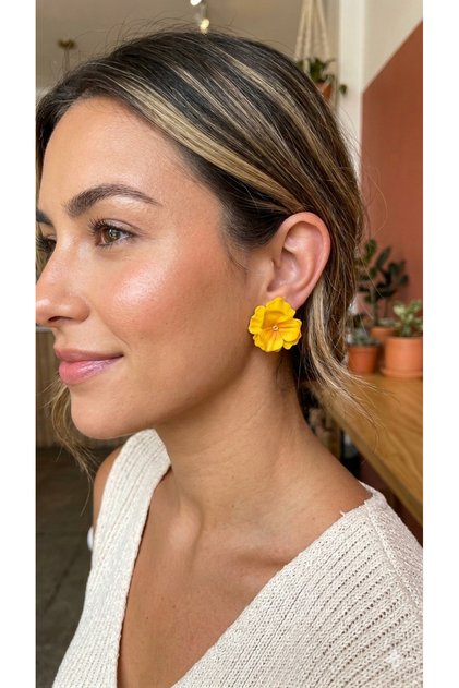 Soleia Yellow Flower Earrings – Handmade Polymer Clay Earrings |   Stylish & Elegant Design