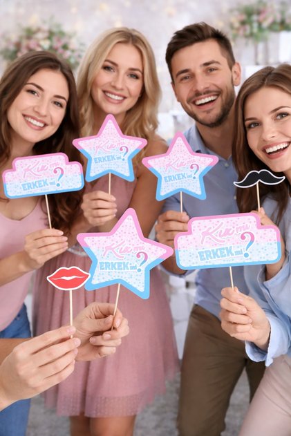 Girl or Boy Speech Bubble 12 Pieces Gender Reveal Party Baby Shower Photo Accessory