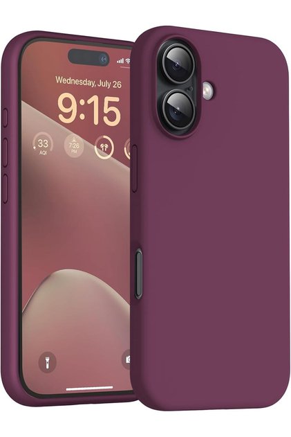 iPhone 16 Plus Case with Velvet Inside and Matte Outside Screen and Camera Raised Launch Flexible Silicone Cover