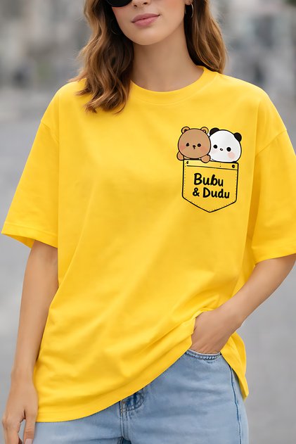 Bubu & Dudu Printed Unisex Oversize T-Shirt – Cotton Crew Neck Casual Streetwear T-Shirt