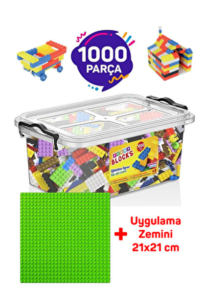 p parti oyunevi Funny Blocks Uyumlu Esnek Zemin Yeşil 21x21 Cm