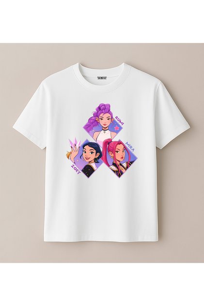 Kpop Demon Hunters Demon Slayers Rumi Zoey Mira Design Printed T-Shirt