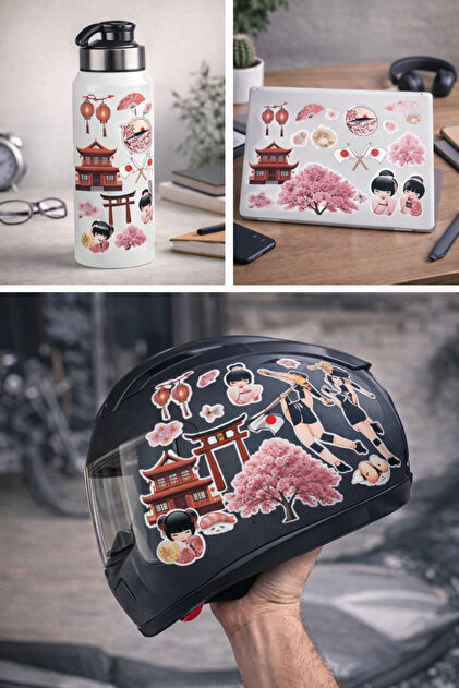 Limitless Design Japon Kültürü Sticker Seti 22x30 cm – Sakura