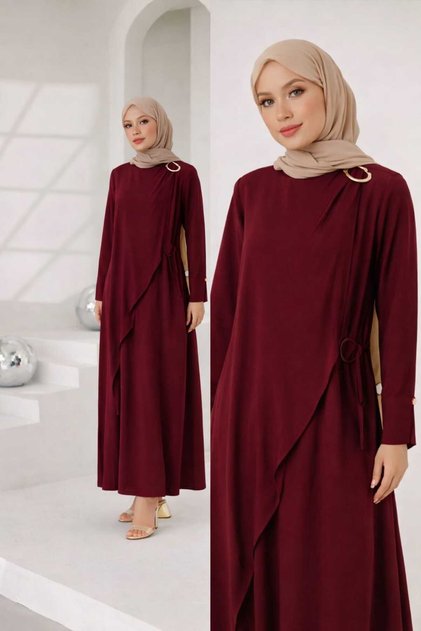Side Tie Buckle Detailed Efil Dress