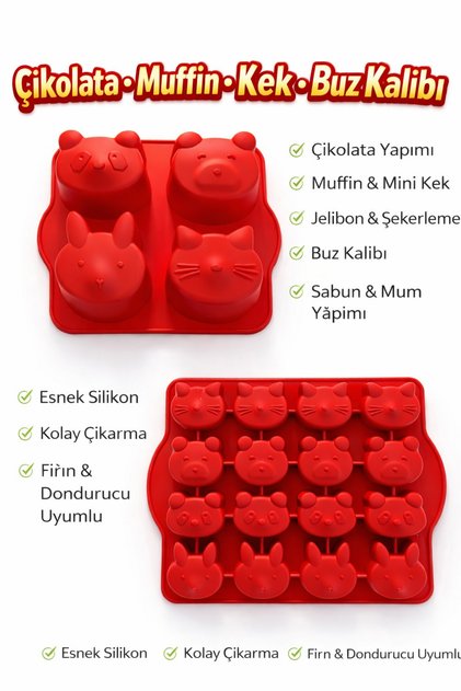 Red Silicone 1Pc Muffin 1Pc Chocolate Ice Mold