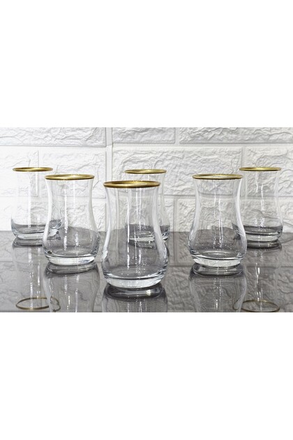 6 Tea Cups - Eva Model Gold Painted 170 ml