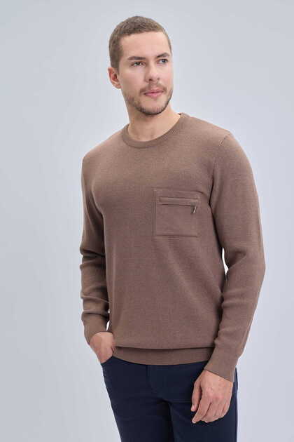 Mink Regular Fit Crew Neck Sweater