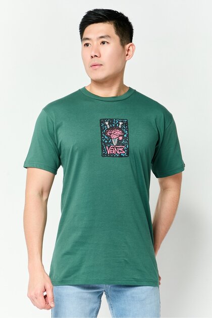 Men Crew Neck Short Sleeve Graphic Print T-Shirt, Green