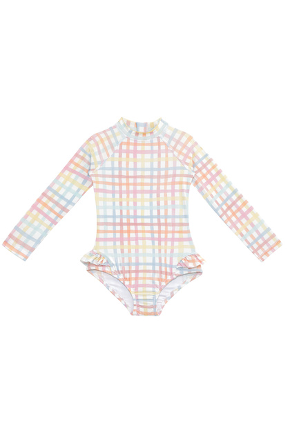 Uv Protection Long Sleeve One Piece Girls Swimsuit