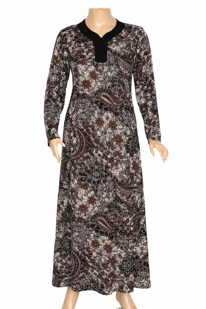 Women's Demet Large Size Shawl Pattern Quality Black Dress