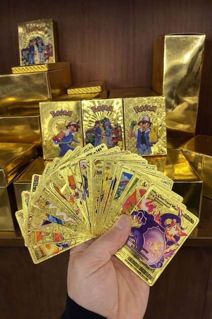 HEPBİMODA Pokemon Altın Kart Gold Card 1 Kutu Kart (25 Adet Gold