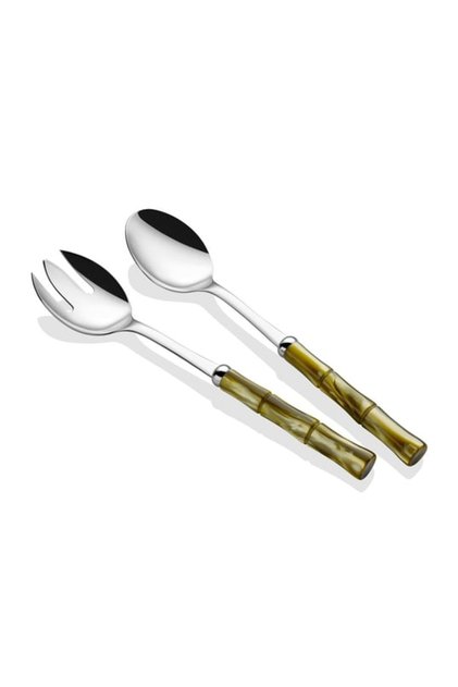 Bamboo Olive Green Salad Serving Set