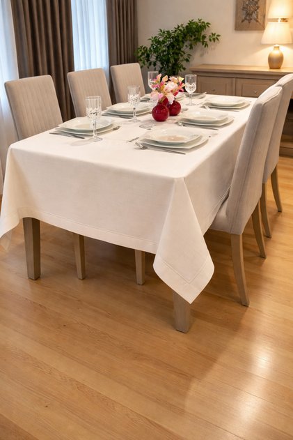 Piko Sarma Detailed Tablecloth - Runner Set Cream (Boxed)