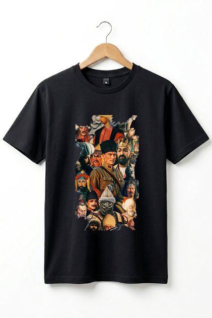 Turkish History Greats Turkish Rulers and Ataturk Printed Basic T-Shirt