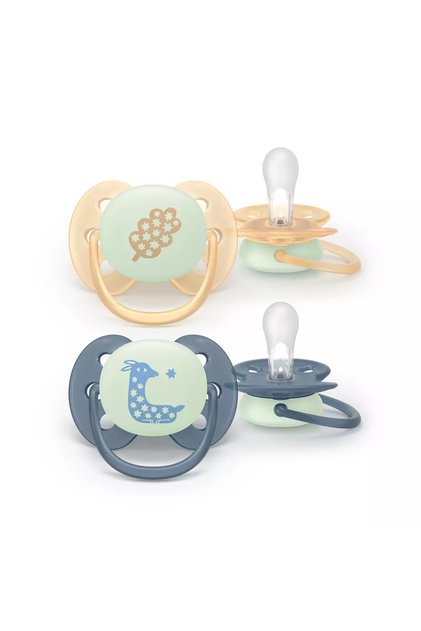 Set 2 suzete Avent SCF094/03, Ultra soft Nighttime 6-18 luni , 2 buc , fosforescente