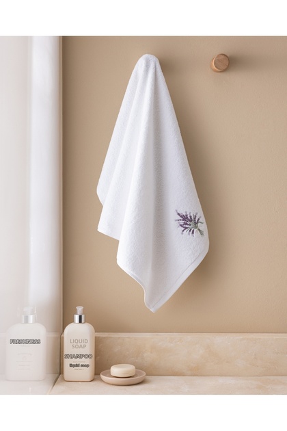 Delor 100% Cotton Embroidered Face Towel - White - 50X76 cm